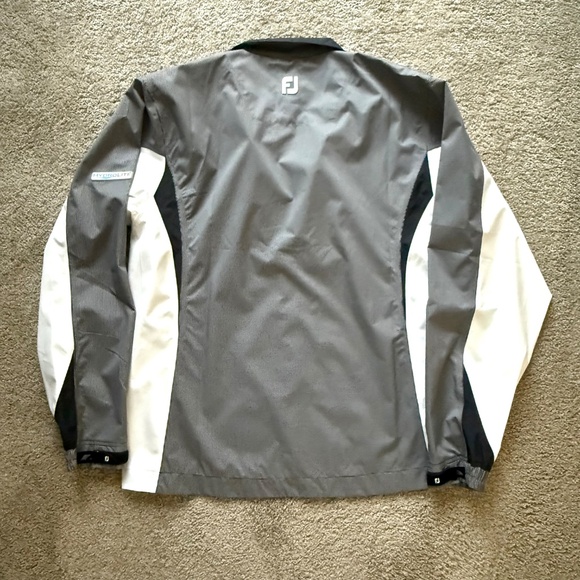 Footjoy DJ Hydrolite Grey/White/Black Full Zip Rain Wind Golf Jacket Mens Medium - Picture 3 of 9